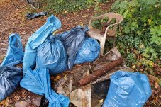 Ein Teil des gesammelten Mülls im FFH-Gebiet „Fredersdorfer Mühlenfließ“ – Foto: NABU / Laura Klein