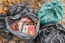 Der gesammelte Müll des Aktionstages im "Fredersdorfer Mühlenfließ" - Foto: NABU / Laura Klein